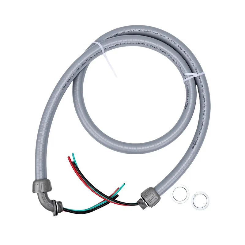 Heavy Duty Liquid Tight Flexible Conduit AC Whip Kit 3/4 Inch X 6 Foot Tough As Nails Rugged PVC Jacket Waterproof And Oil Resistant Wire Protection For Outdoor And Underground Job Sites