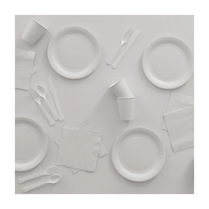Plastic bestek wit mes en vork 24 stuks