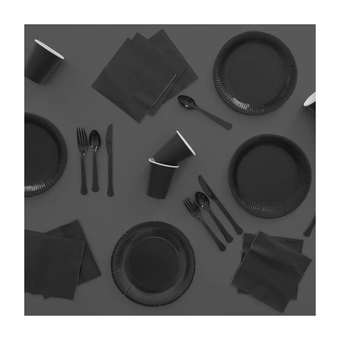 Plastic lepels zwart 24 stuks