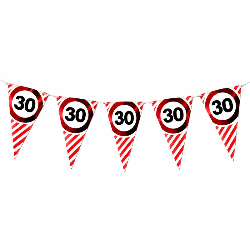 Vlaggenlijn 30 jaar rood/wit 3m