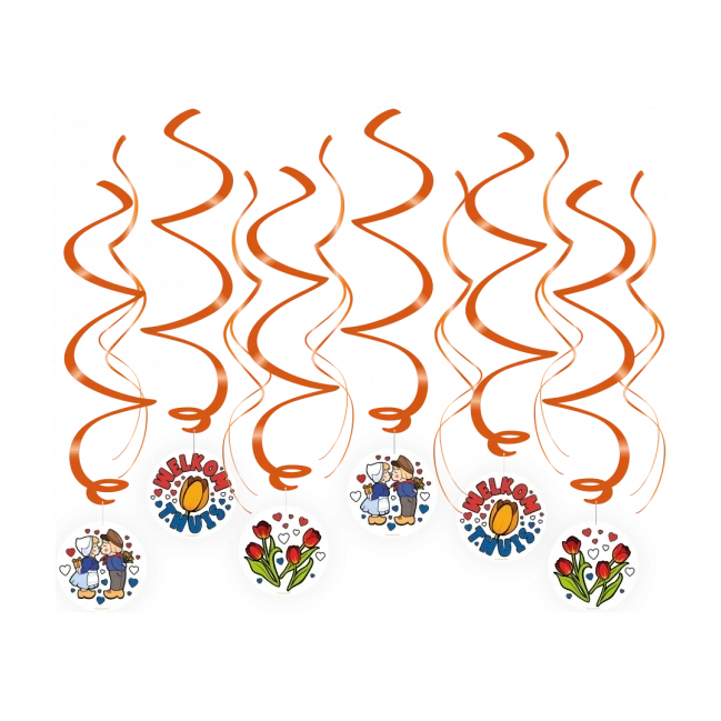 Swirl decoraties Welkom Thuis Holland 70cm 12 stuks