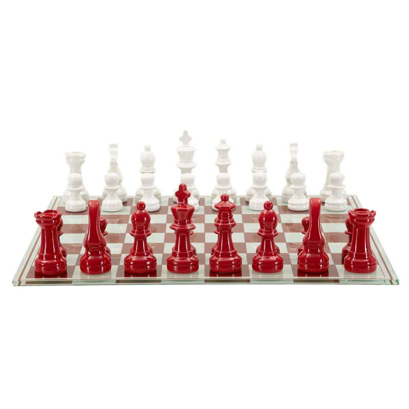 Mauro Ferretti schaakbord - 61x61x14 cm - wit/rood