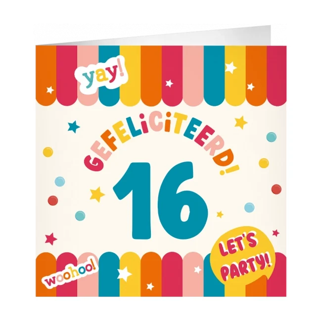 XL Wenskaart Gefeliciteerd 16 jaar