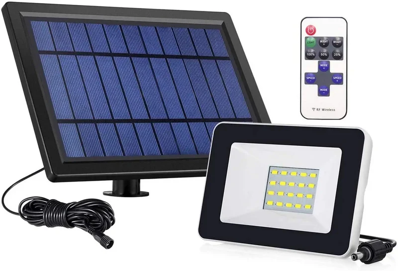 Slick High Output Solar Floodlight With 180 Degree Adjustable Head And Adaptive Light Sensor For Tough Yard Wall Mounted Security Illumination Pairs With A No Sweat Wireless Remote To Keep Your Perimeter Looking Badass After Dark