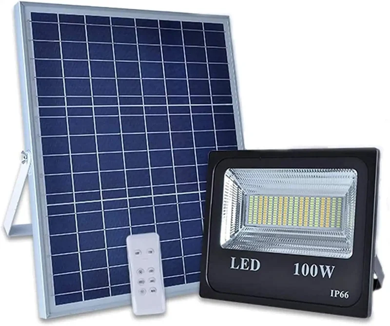 Heavy Duty 100 Watt LED Solar Flood Light Built To Perfection With Dual Cool And Warm White Switches For Rock Solid Yard Security Smooth Outdoor Lighting And A Total Game Change Setup