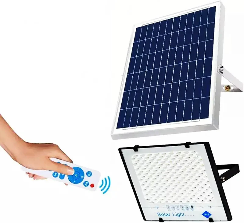 Rock Solid 100 Watt Solar Street Light With Smooth Remote Control Hella Bright Outdoor Flood Lamp Dusk To Dawn Automatic Switching For Yard Fence Parking Lot And Basketball Courts