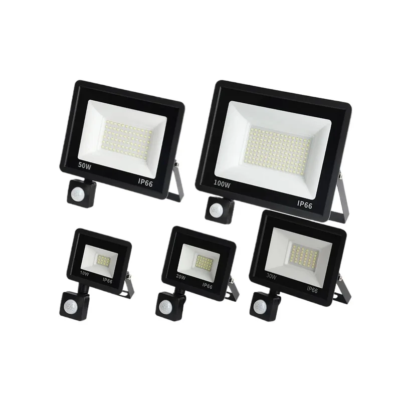 Judyssy 100W Led Pir Motion Sensor Floodlight With Ip66 Waterproof Rating For Outdoor Wall Mount Lighting. High Brightness 6000K White Spotlight Perfect For Garden, Courtyard, Warehouse And Secure Entryways