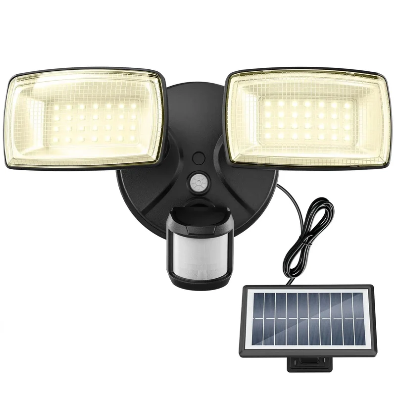 Hella Bright 36W Solar LED Security Lights With PIR Motion Sensor For Outdoor Yard Featuring Built Tough Construction Zero Wiring Hassle Upgraded Solar Panel And Massive Battery For All Night Illumination