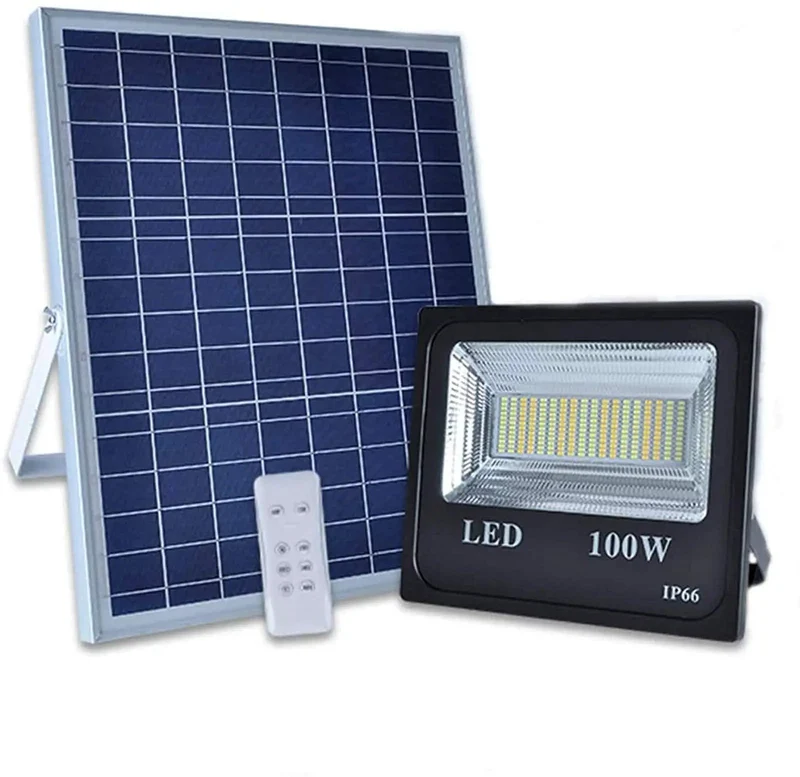 Super Brite 100W Solar Flood Light Includes RF Remote, 12000 Lumens Of Outdoor Illumination, Dusk To Dawn Functionality For Yard Or Driveway, Easy Peasy Wall Mount Setup For Ultimate Nighttime Visibility