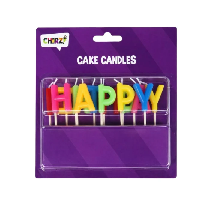 Taartkaarsjes multikleur Happy Birthday – 13 stuks