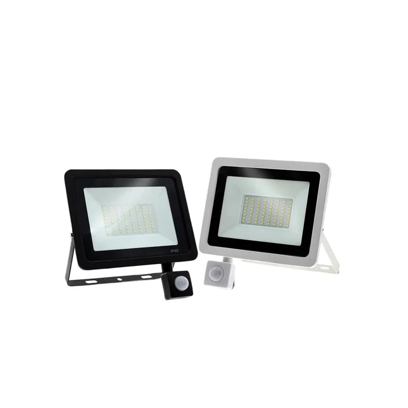 Built Tough PIR Motion Sensor LED Flood Light With IP66 Weatherproof Design And Adjustable Detection Range For Driveway Sidewalk Or Parking Lot Nighttime Security Daylight And Warm White Mode