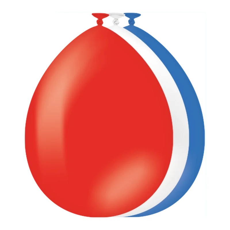 Rood, Wit, Blauwe ballonnen 10 stuks 30cm