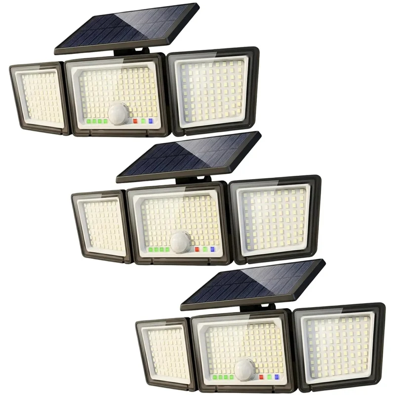 Top Notch 3Pack Solar Motion Sensor Lights Featuring 286 Led Diodes And Hella Bright 2500 Lumens For Secure Yard Driveway Or Patio Illumination Easy Install Built Tough IP65 Waterproof Rating With Three Custom Modes
