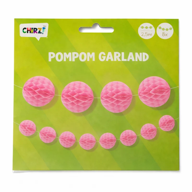 Pompom Slinger Roze 2,5 meter