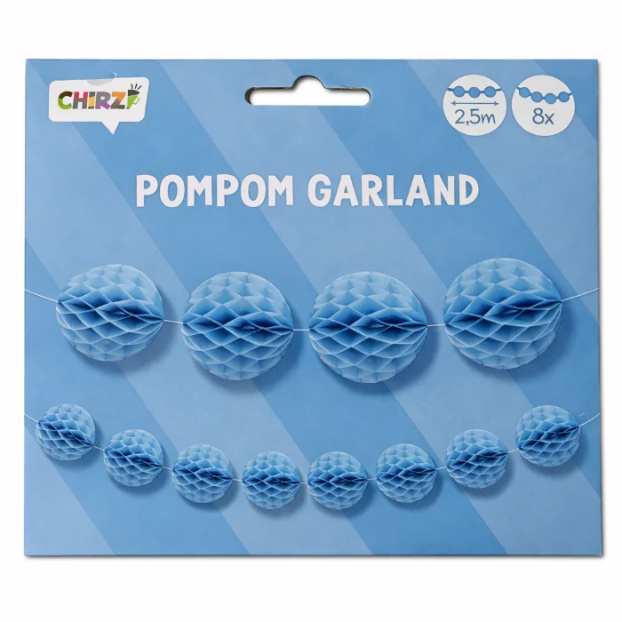 Pompom Slinger Blauw 2,5 meter