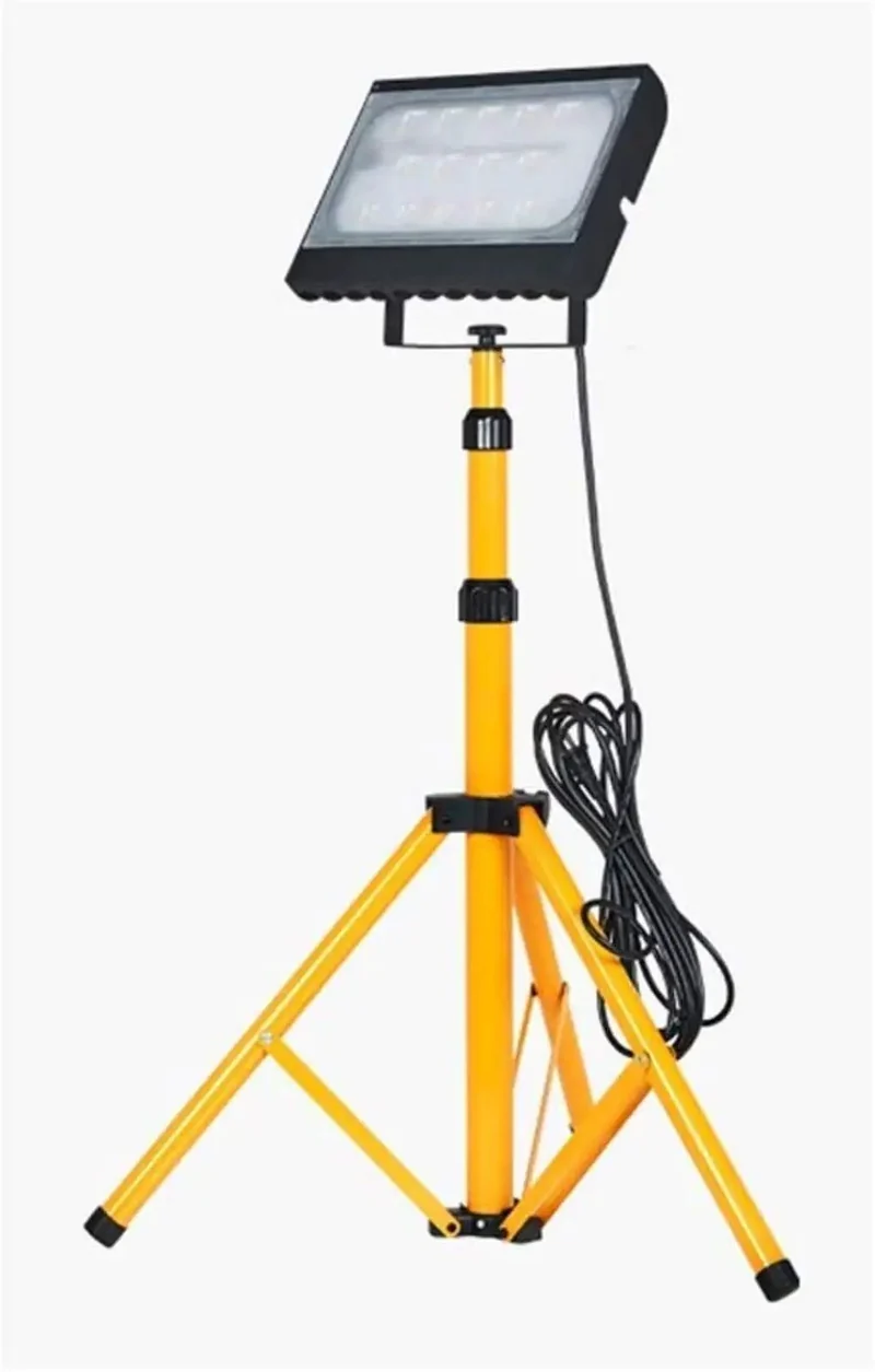 Heavy Duty IP66 Waterproof LED Floodlight With Adjustable Tripod Stand 50W 100W 150W 200W Super Bright Cool White Outdoor Security Spotlight For Yards And Jobsite