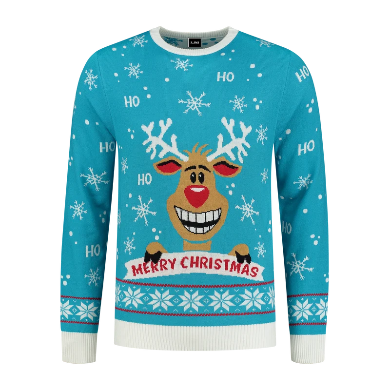 Kersttrui Rudolph Turquoise