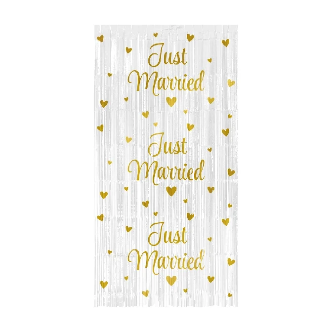 Deurgordijn Just Married Goud en Wit 2x1 meter
