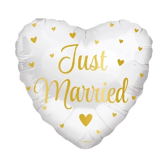 Folieballon Just Married Goud en Wit 46cm