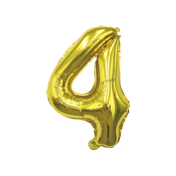 Folieballon cijfer 4 goud - 70 cm