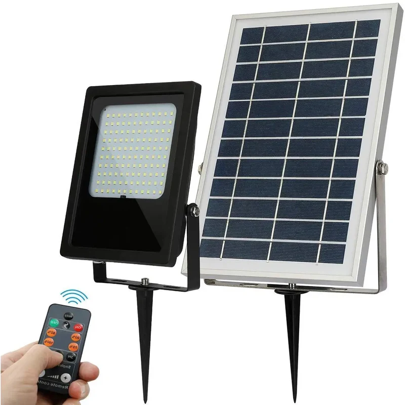 Kicking Out 120 LED Solar Flood Light With Wireless Remote Click Dimmers Heavy Duty Aluminum Shell And Wildly Weatherproof Build For Driveways Fences Yards With Serious All Night Juice Reserve