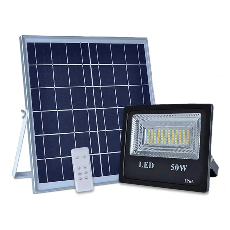 Real Deal Solar Flood Lights With Remote Control, 50W Led Outdoor Security Lighting, Rock Solid IP66 Waterproof Construction Providing Dual Color Temperature Settings For Yard And Driveway