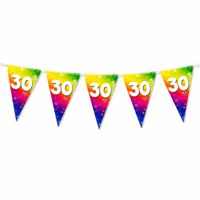Vlaggenlijn regenboog 30 jaar - 6m (15 vlaggen)