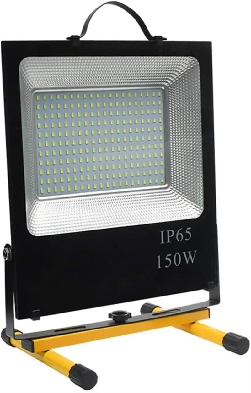 Badass 150W LED Flood Light Rechargeable Portable Searchlight Emergency Workhorse For Camping And Jobsites High Intensity White Glow Rust Proof Aluminum Build All Day Battery Life Beast Mode