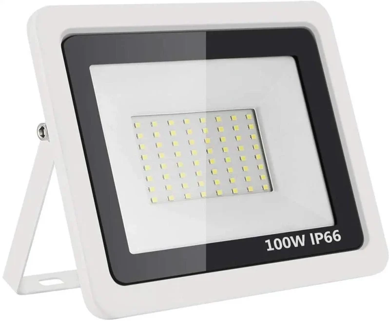 Heavy Duty 100W Solar Flood Lights Outdoor Spotlight Waterproof IP66 Blasts 10000Lm Of Badass Brightness With Superior Heat Dissipation For Rock Solid Garden Yard Security Setup