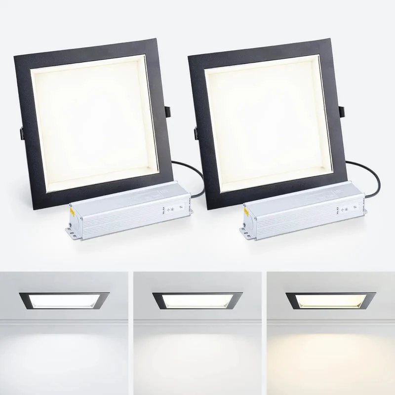 Skip The Electrical Hassle With Super Chill 8 Inch Square Recessed Ceiling Light 3Cct Dimmable Black 2 Pack Tool Free Diy Install Easy Setup Bright Glow Featuring Integrated Junction Box For A Swift Upgrade That Works Like Magic For A Stellar Home