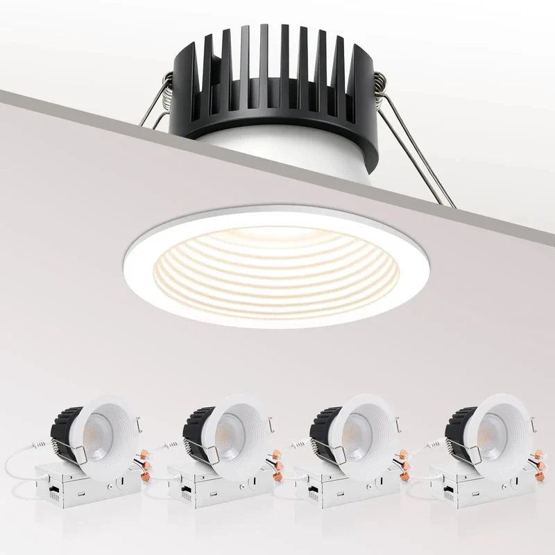3 Inch Led Recessed Ceiling Lights With Deep Anti Glare Baffles For Zero Nonsense Glow, 5Cct Tunable To Warm Plus Smooth Dimming Control, Fresh Downlights Perfect For Bedroom And Home Projects, Includes 4 Pack Of White Can Lights