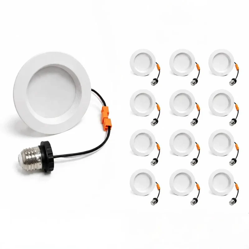 12 Pack 4 Inch Led Retrofit Recessed Can Lights Featuring Baffle Trim Dimmable Daylight White 5000K Bulbs Ic Rated Damp Location Safe E26 Base Low Wattage High Lumen Output Built To Last A Lifetime Upgrade Your Home Game Today With This Stacked Deal