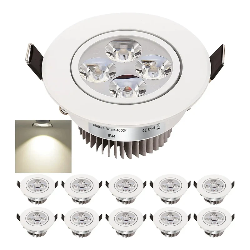 Top Shelf Hard Hitter 10 Pack Commercial LED Recessed Downlights 4W 4000K Natural White Slick Pro Grade Retrofit Fixtures Featuring Heavy Duty Build And No Nonsense Install For Shop And Home Ambiance