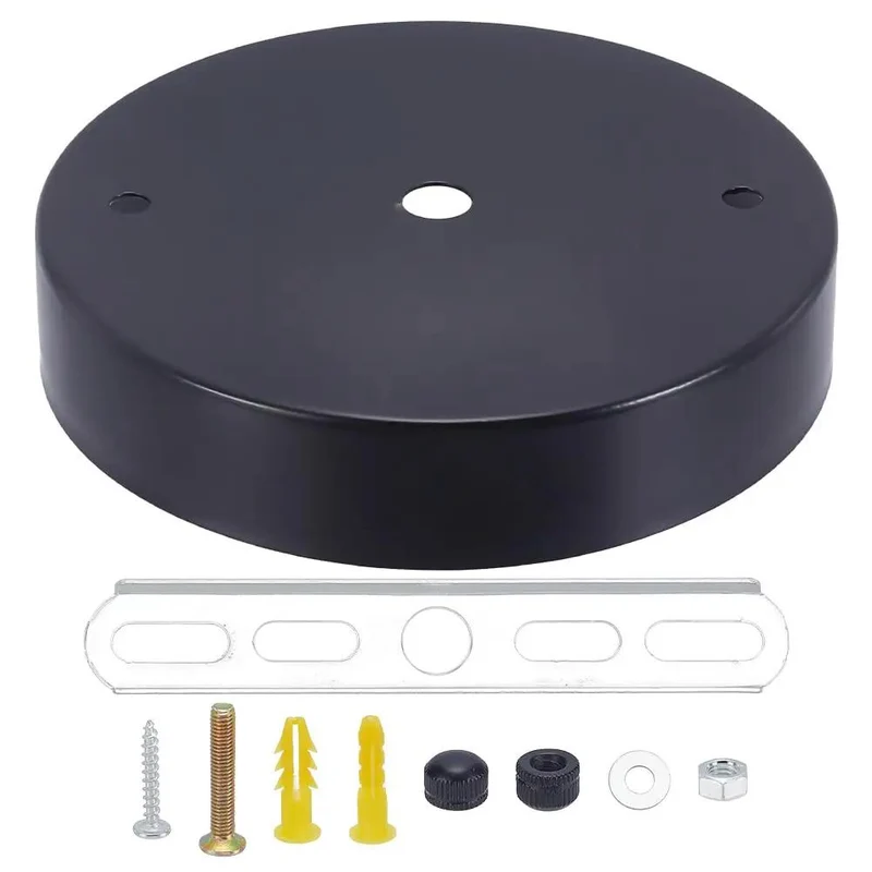 Heavy Duty Matte Black Steel Ceiling Canopy Kit With Sturdy Mounting Plates And Rock Solid Support Bars For Fast Pendant Light Swaps Includes Every Bit Of Gear You Need