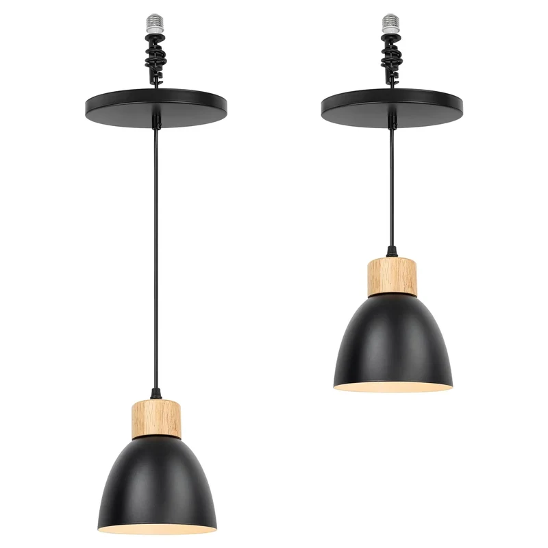 Hassle Free Recessed Can Light Conversion Kit Transforms Standard Ceiling Into Sleek Metal Farmhouse Pendant With E26 Adapter Fits 4 5 6 Inch Holes Matte Black Quick Glow Up Two Piece Set