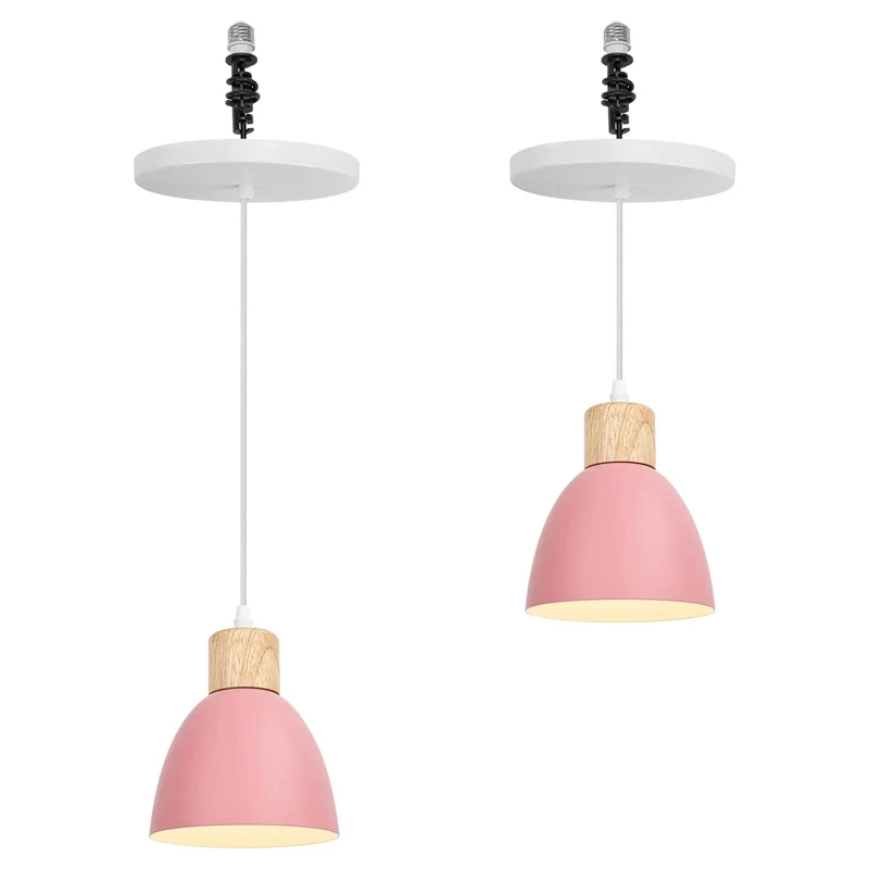 Heavy Duty Metal Farmhouse Recessed Can Light Conversion Kit Quick Swap Into Sleek Pendant With E26 Screw Adapter For 4 5 6 Inch Hole Dimmable Hanging Ceiling Fixtures Top Shelf Two Pack