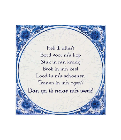 Tegel Delfts blauw - Bord voor m'n kop