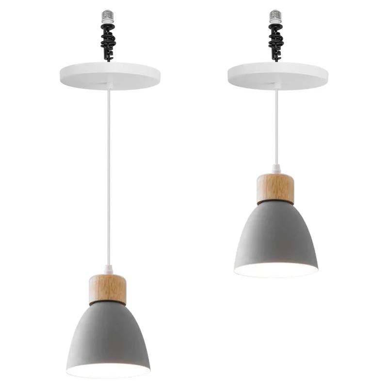 Matte Metal Recessed Light Conversion Kit For 4 5 6 Inch Housing With Universal E26 Socket And Adjustable Hanging Chain For Smooth Swap To Modern Pendant Fixtures In Sleek Gray Finish For Kitchen Island And Entryways