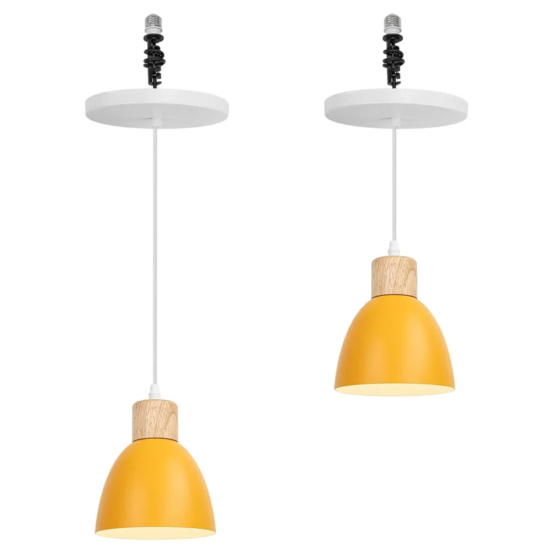 Straight Shooter Recessed Can Light Conversion Kit To Sleek Pendant With E26 Screw In Adapter And Big Time Cozy Farmhouse Metal Ceiling Fixtures For Kitchen Islands And Hallways Snappy Yellow Finish Pair