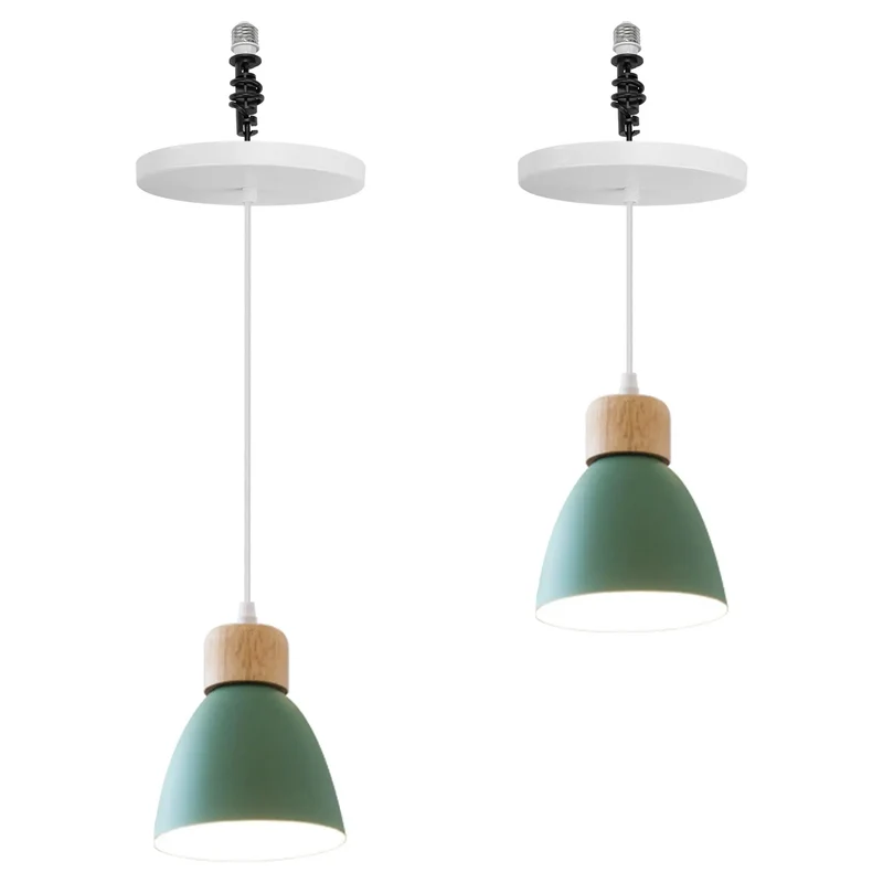Top Shelf Metal Recessed To Pendant Conversion Kit With E26 Socket Zero Mess Setup For 4 5 6 Inch Wells Cool Farmhouse Aesthetic Bright Upgrade For Kitchen Islands Two Pack In Hunter Green