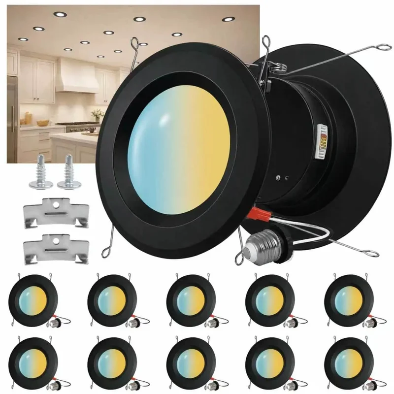 10 Pack 5 And 6 Inch Matte Black Led Recessed Downlights Featuring Rock Solid Dimming Operation And 5Cct Color Shift Options To Spruce Up Your Living Quarters Today