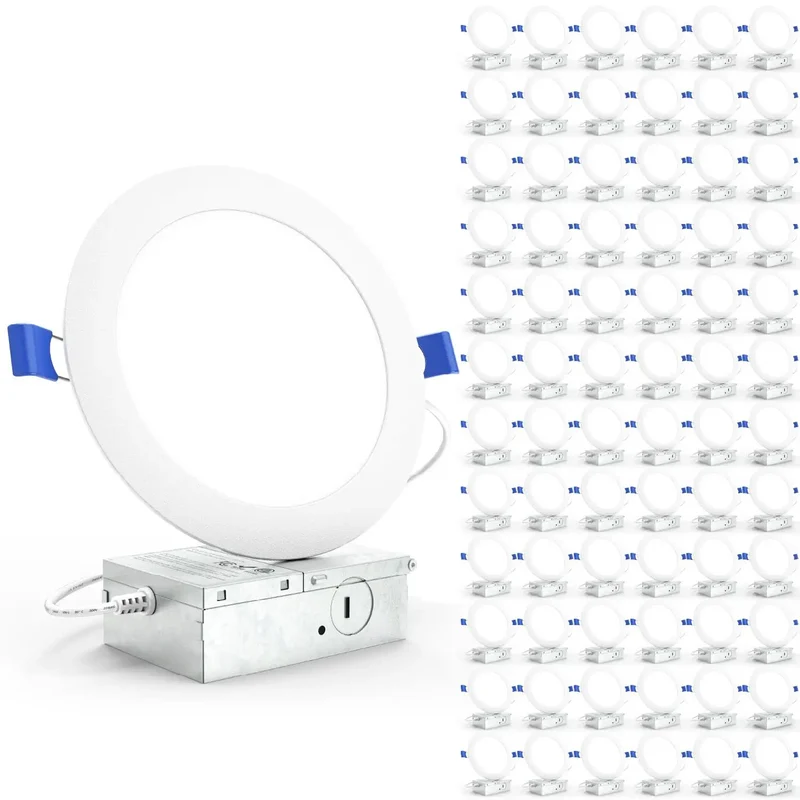 Slick 6 Inch Canless Recessed Lighting Kit With Built Junction Box, Slim Led Ceiling Lamps Emit Bright 4000K Cool White Glow, Fully Dimmable And Ic Rated For Plug And Play Install, Quick Refresh For Modern Rooms And Home Renovations