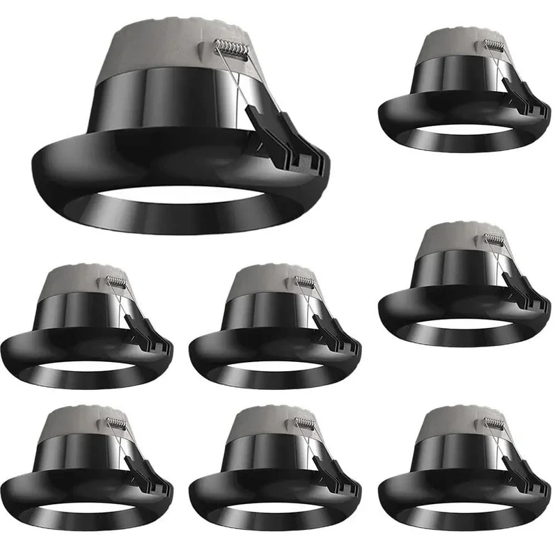 Top Shelf 4.3 Inch Round LED Recessed Downlights With A Sleek Black And Gold Wall Wash Trim, Seven Watt Dimmable Anti Glare Ceiling Lights, Tri Color Temperatures CRI 90 Plus Aluminum Housing No Sweat Easy Install Pack Of Seven
