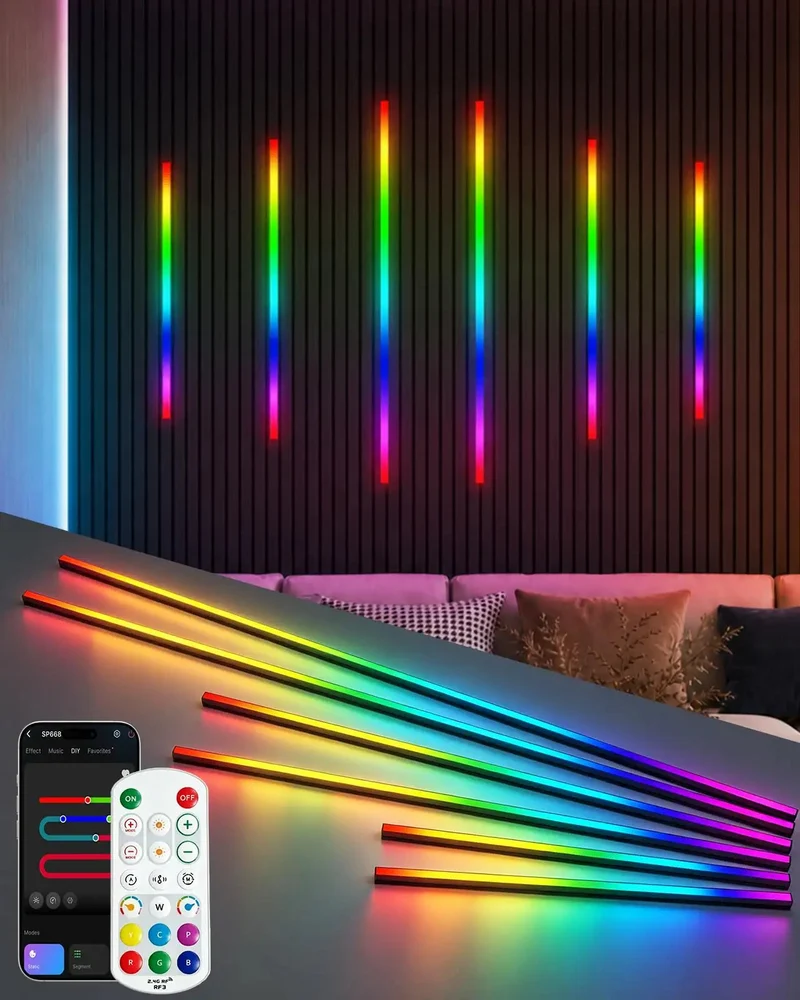Sleek Rgb Ic Slat Wall Lights With Smart App Controls Zero Wire Hookup Recessed Or Peel Stick Diy Mounting Flexible Accent For Tight Setup And Hassle Free Color Shifts 6 Pack