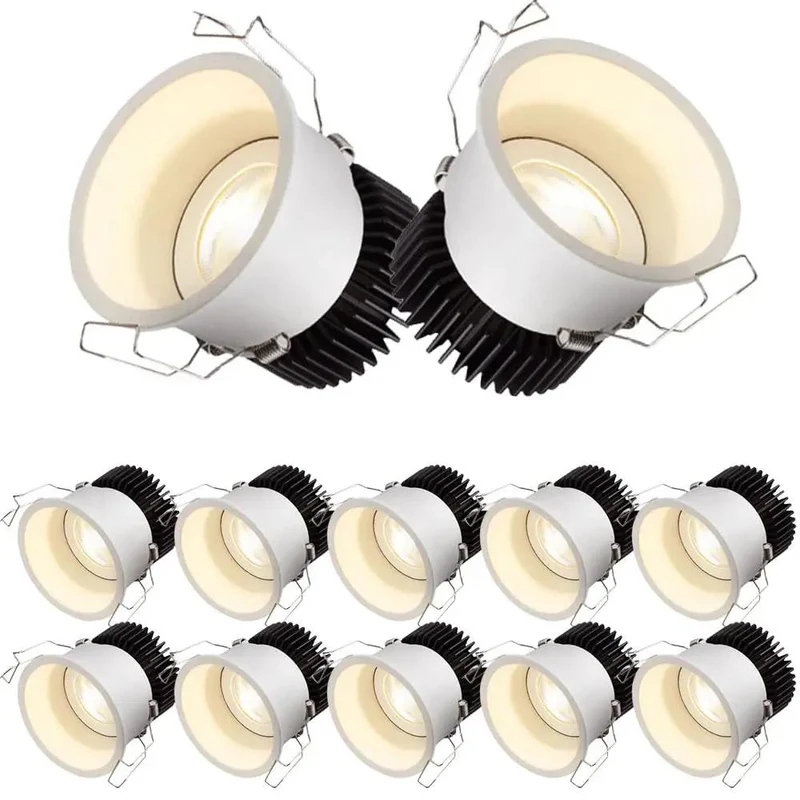 Top Shelf 3.3 Inch Led Recessed Lighting Pack Of 12 CRI 95 Plus Anti Glare Adjustable Can Lights Directional 3000K To 4000K Baffle Trim Downlights For A Seamless Ceiling Upgrade