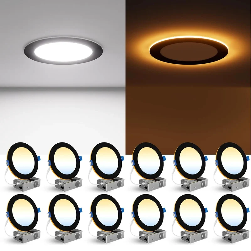 Sleek 6 Inch Led Recessed Ceiling Lights With Built In Night Light And Super Easy Wiring 12 Pack Adjustable 5Cct Fixtures That Truly Hit Different For Any Cool Room Setup