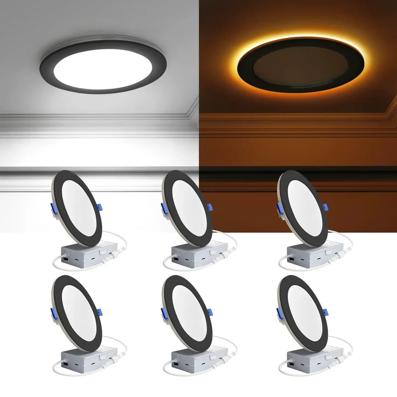 Super Smooth 6 Pack 6 Inch LED Recessed Ceiling Lights With Built In Amber Night Glow And 5 Ct Adjusting 1100 Lumen Downlights For Straight Forward Install And Zero Glare Drama