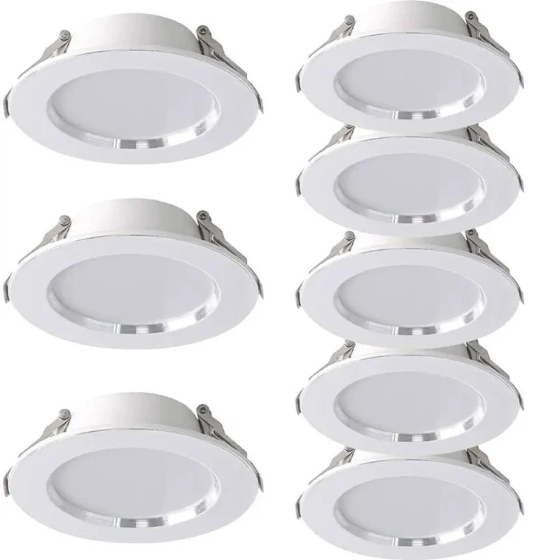 8 Pack Super Sleek White Baffle Trim LEDs Recessed Can Retrofit Fixture With Ultra Thin Aluminum Housing For Hassle Free Ceiling Downlight Kit And Crisp Room Glow Up