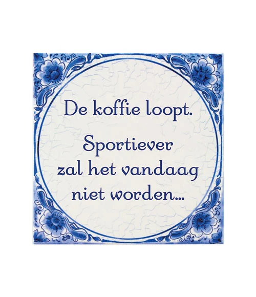 Tegel Delfts blauw - De koffie loopt