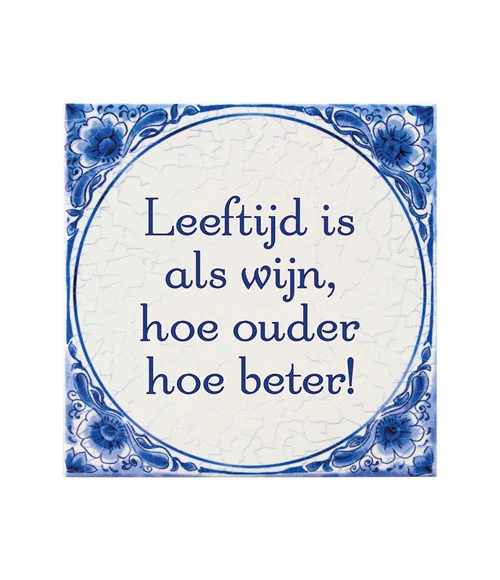 Tegel Delfts blauw - Leeftijd is als wijn